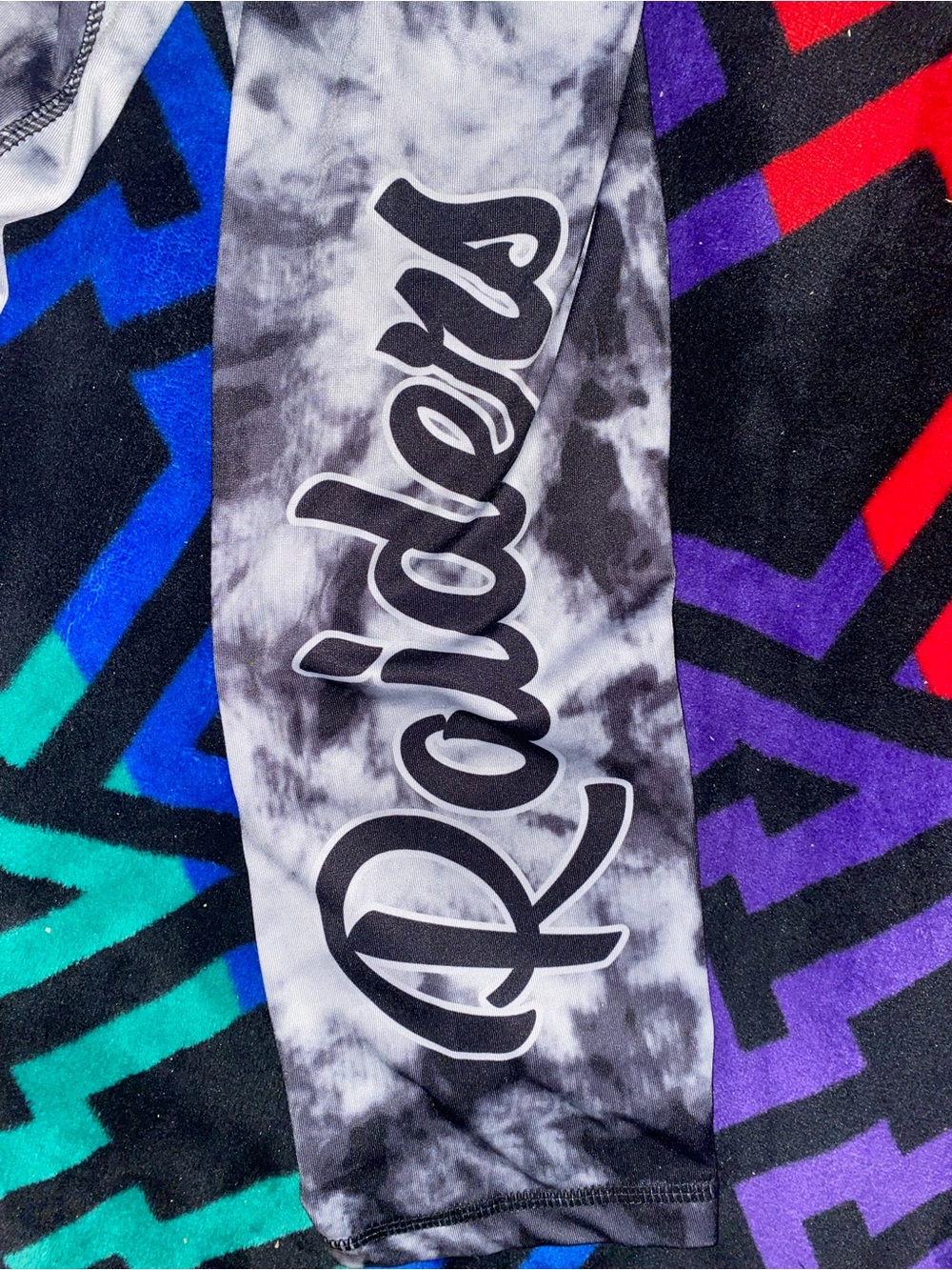 Womans NFL Raiders  Tie-Dye Black & White Leggings